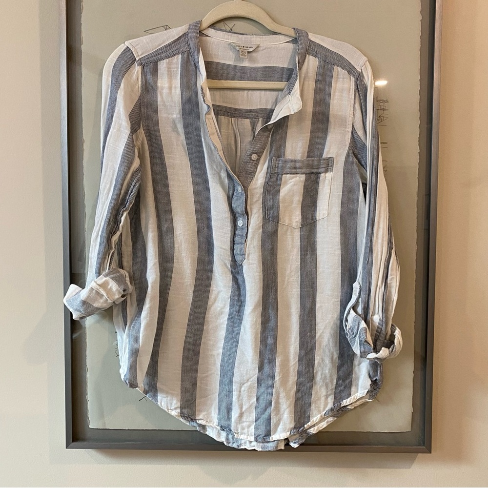 Lucky Brand Long Sleeve Cotton/Modal Striped Blouse - Size M